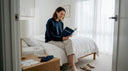 Woman preparing for restful natural sleep