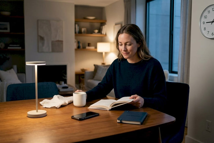 Woman relaxing in evening routine for sleep