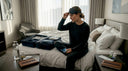 Traveler managing sleep after flight