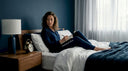Woman journaling in bed at night