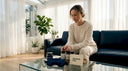 Woman reviewing sleep wellness product options