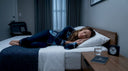 Traveler sleeping soundly in hotel room