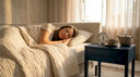 Middle-aged woman peacefully sleeping in a bedroom