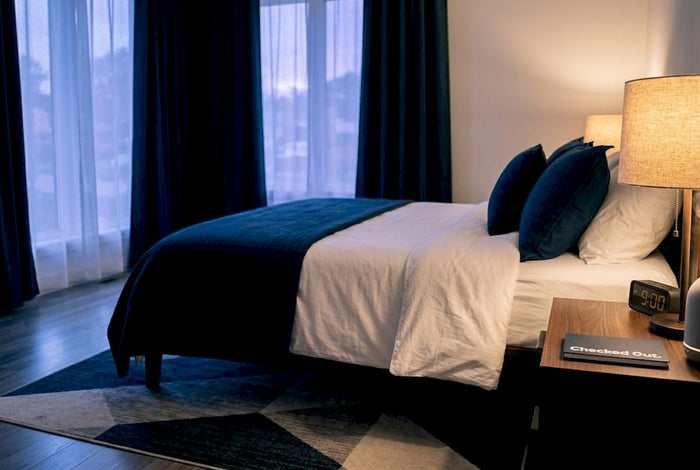 Cozy bedroom optimized for sleep environment