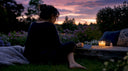 Woman journaling during bedtime routine in bedroom