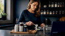 Woman preparing melatonin-related supplements