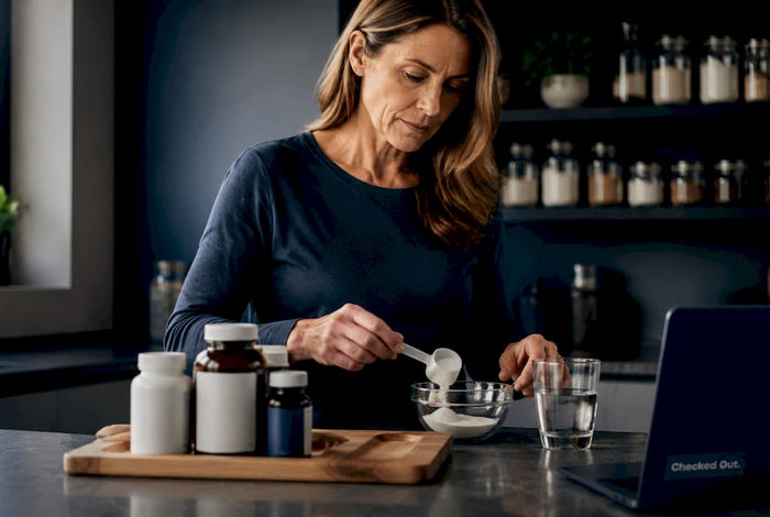 Woman preparing melatonin-related supplements