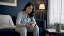 Woman adjusting wearable sleep tracker before bed