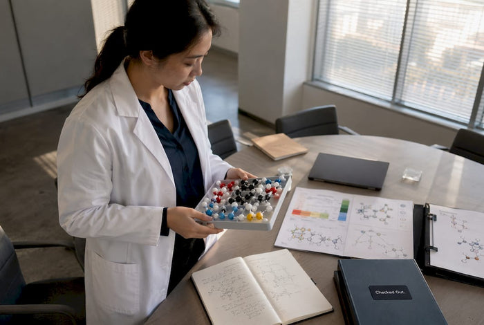 Scientist studying vitamin B6 role in sleep chemistry