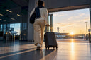Traveler entering daylight after flight